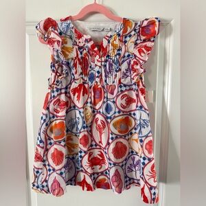 Janie and Jack Lobster ruffle sleeve dress - 4T